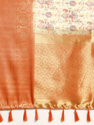 Silk Land  Multicolored  Digital Print Art Silk Saree  5