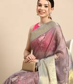 Silk Land  Rust  Digital Print Art Silk Saree 