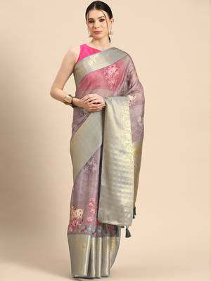 Silk Land  Rust  Digital Print Art Silk Saree  2