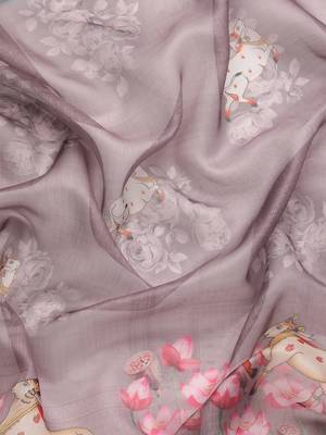 Silk Land  Rust  Digital Print Art Silk Saree  3