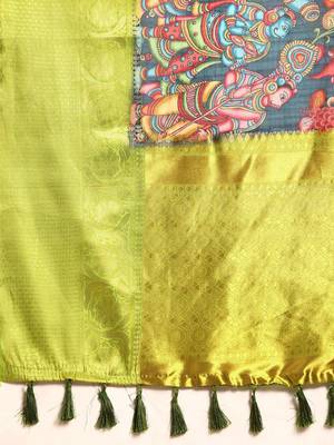 Silk Land  Navy Blue  Digital Print Art Silk Saree  5