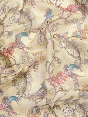 Silk Land  Beige  Digital Print Art Silk Saree  3