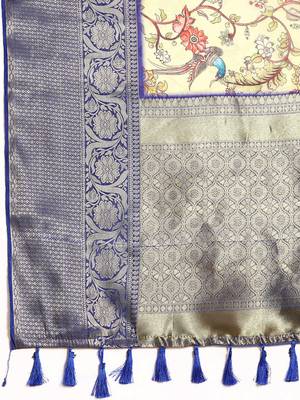 Silk Land  Beige  Digital Print Art Silk Saree  5