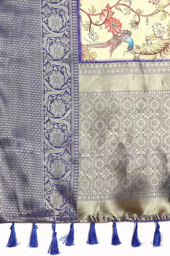 Silk Land  Beige  Digital Print Art Silk Saree 