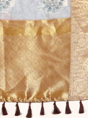 Silk Land  Grey  Digital Print Art Silk Saree  5