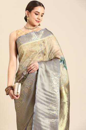 Silk Land  Mahendi  Digital Print Art Silk Saree 