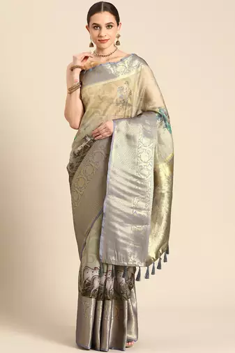 Silk Land  Mahendi  Digital Print Art Silk Saree 