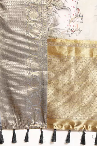 Silk Land  Mahendi  Digital Print Art Silk Saree 