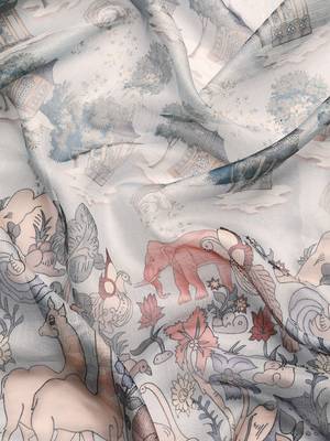 Silk Land  Grey  Digital Print Art Silk Saree  3