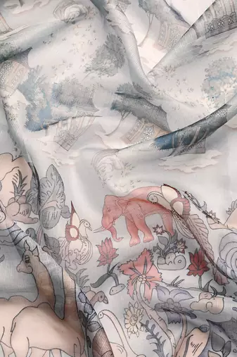Silk Land  Grey  Digital Print Art Silk Saree 