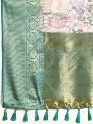 Silk Land  Grey  Digital Print Art Silk Saree  5