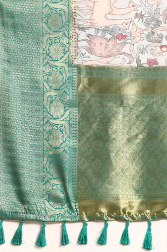 Silk Land  Grey  Digital Print Art Silk Saree 