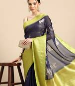 Silk Land  Navy Blue  Digital Print Art Silk Saree 