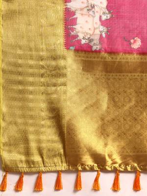 Silk Land  Red  Digital Print Art Silk Saree  5