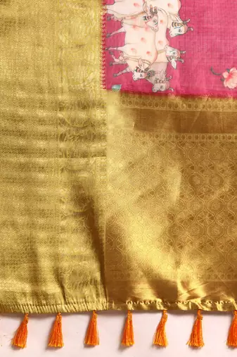 Silk Land  Red  Digital Print Art Silk Saree 