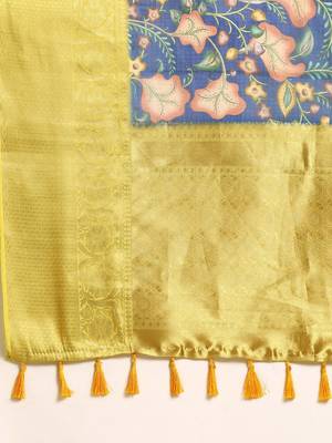 Silk Land  Dark Blue  Digital Print Art Silk Saree  5
