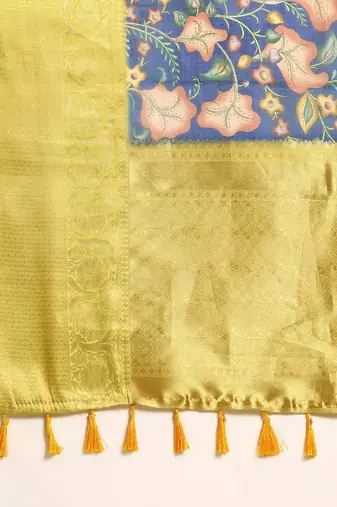 Silk Land  Dark Blue  Digital Print Art Silk Saree 