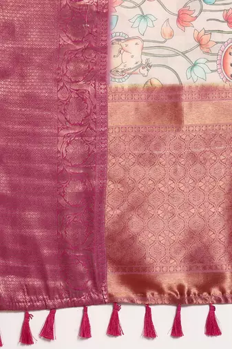 Silk Land  Beige  Digital Print Art Silk Saree 