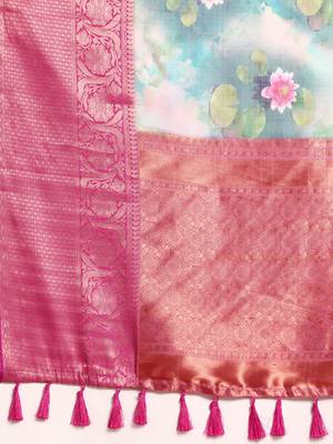 Silk Land  Multicolored  Digital Print Art Silk Saree  5