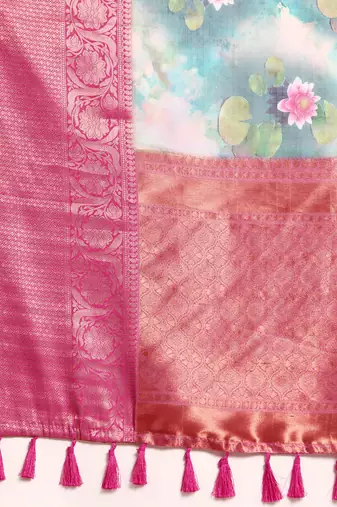 Silk Land  Multicolored  Digital Print Art Silk Saree 