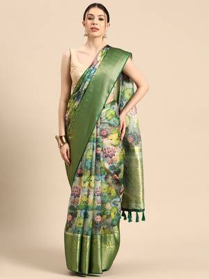 Silk Land  Multicolored Digital Print Art Silk Saree  1
