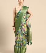 Silk Land  Multicolored Digital Print Art Silk Saree 