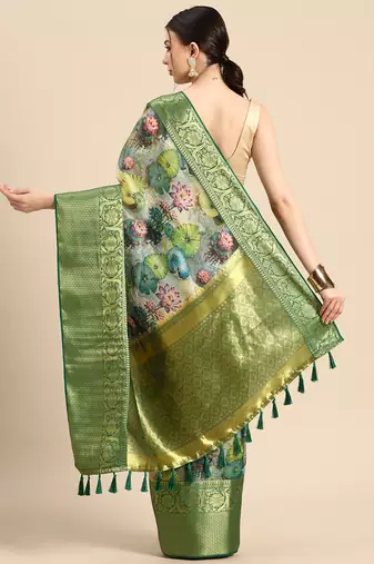 Silk Land  Multicolored Digital Print Art Silk Saree 