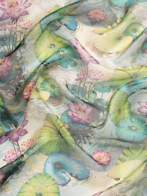 Silk Land  Multicolored Digital Print Art Silk Saree  3