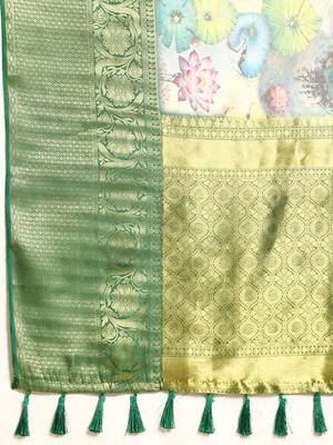 Silk Land  Multicolored Digital Print Art Silk Saree  5