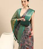 Silk Land  Grey  Digital Print Art Silk Saree 