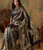 Neavy Blue Color Weaving Work Banarasi silk blend Saree With Blouse