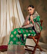 Green Color Weaving Work Banarasi silk blend Saree With Blouse