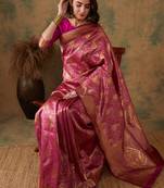 Pink Color Weaving Work Banarasi silk blend Saree With Blouse