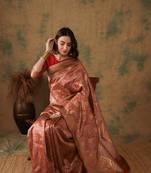 Red Color Weaving Work Banarasi silk blend Saree With Blouse