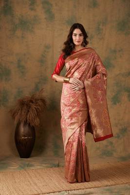 Red Color Weaving Work Banarasi silk blend Saree With Blouse 2