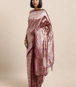 Wine Color Weaving Work Banarasi silk blend Saree With Blouse