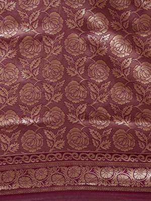 Wine Color Weaving Work Banarasi silk blend Saree With Blouse 3