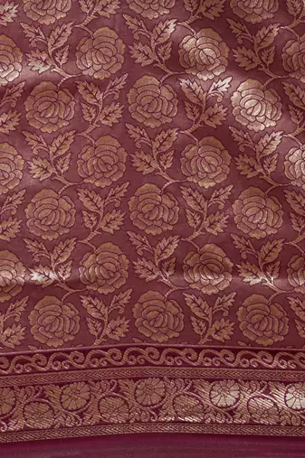 Wine Color Weaving Work Banarasi silk blend Saree With Blouse