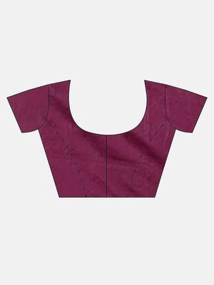 Wine Color Weaving Work Banarasi silk blend Saree With Blouse 5