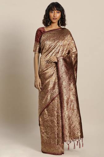 Maroon Color Weaving Work Banarasi silk blend Saree With Blouse