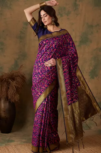 Multi Color Weaving Work Banarasi silk blend Saree With Blouse