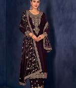 purple velvet unstitched dress materials