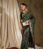 Olive Green Color Weaving Work Banarasi silk blend Saree With Blouse