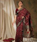 Maroon Color Weaving Work Banarasi silk blend Saree With Blouse
