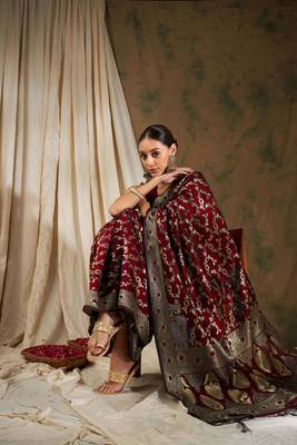 Maroon Color Weaving Work Banarasi silk blend Saree With Blouse 3