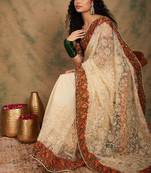 White color embroidery work net saree with blouse