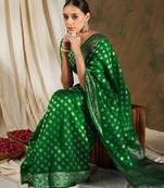 Green color weaving work kanjivaram silk saree with blouse