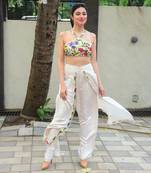 Haseena Ivory Cape & Flutter Pants Set