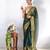 green faux georgette embroidered pre stitched saree