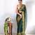green faux georgette embroidered pre stitched saree